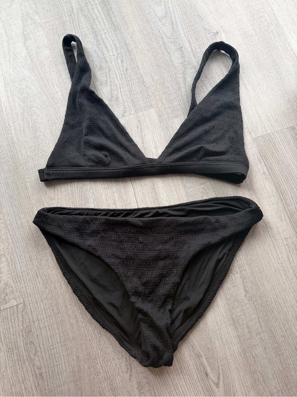 Faherty Black Textured Triangle Bikini